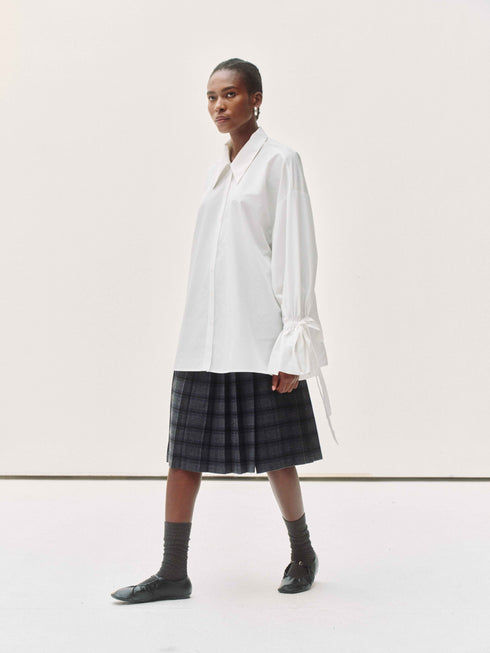Structured Check Pleated Skirt